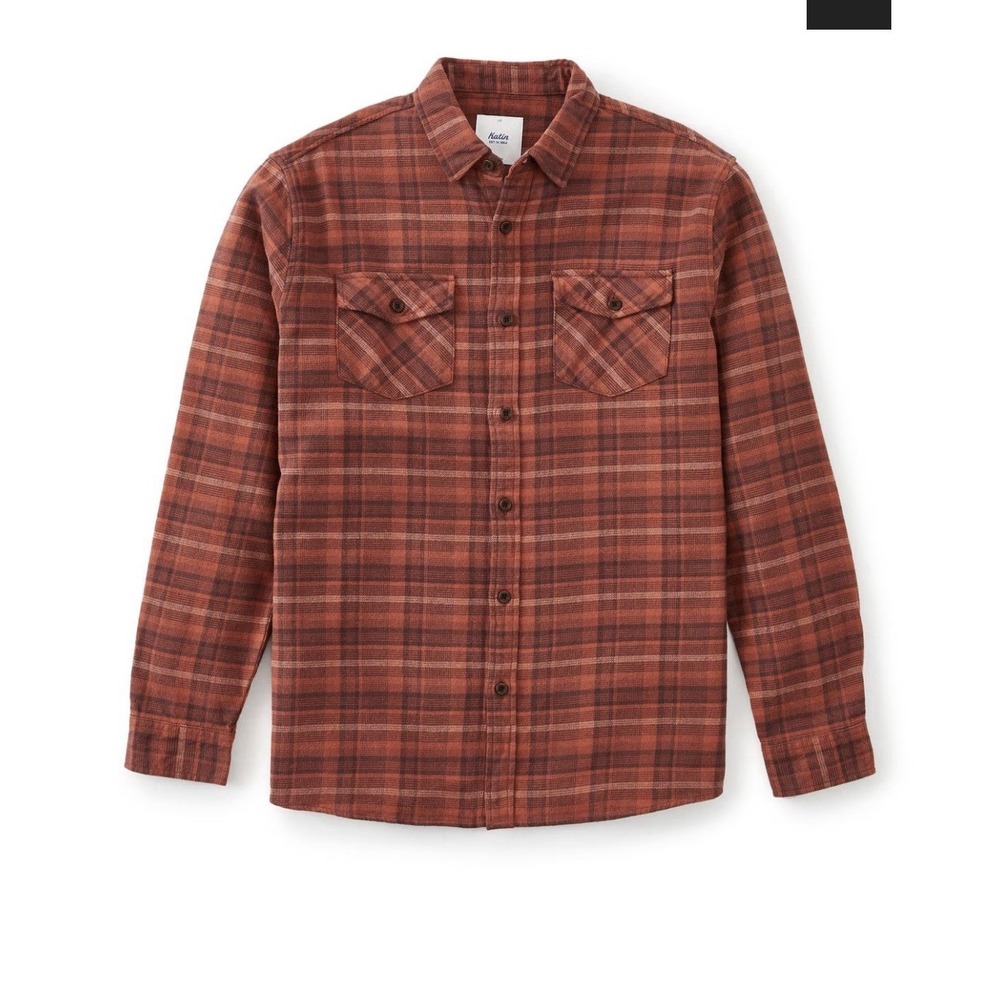 Katin Vincent Flannel Shirt Orange Mens Large Button Up Outdoors Hiking Camp